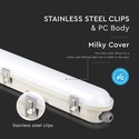48W LED WP Lampe 150cm - Samsung Chip, EM Kit, Mælkeagtigt Dæksel, SS Clips, 4000K