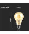 E27 10W LED filament pære - A67, Amber glas, 2200K, 950lm