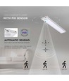 40cm 2W LED skabslampe med PIR sensor, 5V - Sølv, 2200mA batteri, IP20, 3000K