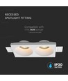 Dobbelt GU10 downlight til gipsloft indspartling - Ekskl. lyskilde og fatning, hul: 195x105mm, undersænket