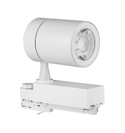 35W 3-faset skinnespot - 24 grader, 6400K, hvid, COB LED, 4-leder tracklight