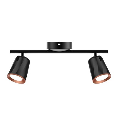 12W dobbelt LED væglampe, sort - 1080lm, 4000K, IP20, justerbare hoveder