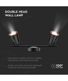 12W dobbelt LED væglampe, sort - 1080lm, 4000K, IP20, justerbare hoveder