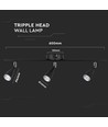 13,5W LED væglampe, 3-hovedet design - 4000K, sort, udendørs, IP65