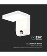 17W LED væglampe med sensor, hvid - 2580lm, IP65, 4000K, firkantet, PIR sensor