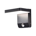 17W Væglampe - LED med sensor, 3000K, sort hus, kvadratisk, IP65