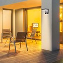 17W Væglampe - LED med sensor, 3000K, sort hus, kvadratisk, IP65
