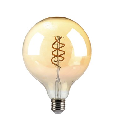 G125 LED pære - 6W, dobbelt spiral, kultråd, amber glas, 1800K, E27
