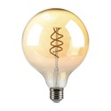 G125 LED pære - 6W, dobbelt spiral, kultråd, amber glas, 1800K, E27