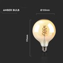 G125 LED pære - 6W, dobbelt spiral, kultråd, amber glas, 1800K, E27