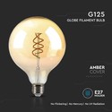 G125 LED pære - 6W, dobbelt spiral, kultråd, amber glas, 1800K, E27