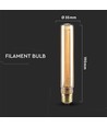 E27 2W T30 LED art filament pære - 1800K, amber glas, vintage effekt, laser gravering