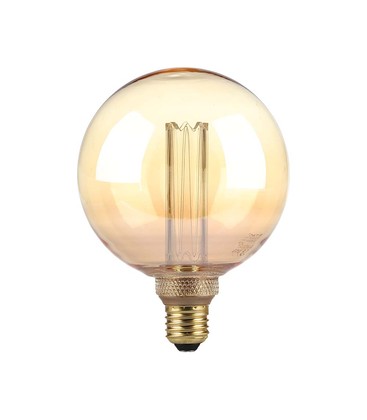 G125 LED ART 4W E27 - Kultrådspære med ravfarvet glas, 1800K.