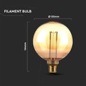 G125 LED ART 4W E27 - Kultrådspære med ravfarvet glas, 1800K.