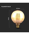 E27 4W G125 Art Filament LED pære - Amber glas, 1800K, laser graveringer, varm hvid filament