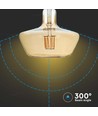E27 8W LED filament pære - Amber glas, 620lm, 2200K, 300° lysspredning