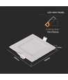 6W Firkantet LED indbygningspanel - 490lm, 6400K, Hul: 11cm, Mål: 12x12cm, inkl. driver