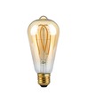 E27 5W ST64 long filament LED pære - Amber glas, 1800K, 300lm, 300° spredning