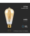 E27 5W ST64 long filament LED pære - Amber glas, 1800K, 300lm, 300° spredning