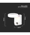17W Rund LED væglampe med sensor - IP65, 2480lm, hvid, PIR bevægelsessensor, 4000K