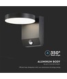 17W rund væglampe med sensor - IP65, sort, 2480lm, 3000K, PIR sensor, udendørs, inkl. lyskilde