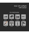 8W LED solcelle væglampe med sensor - 950lm, 3000K, IP65, 4000mAh batteri