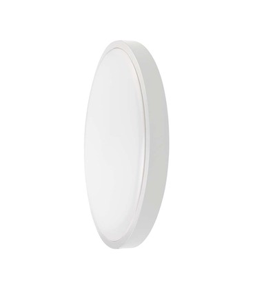 18W LED Dome Lys - Mikrobølge Sensor, 3000K, Rund, Hvid Ramme, IP44.