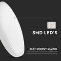 18W LED Dome Lys - Mikrobølge Sensor, 3000K, Rund, Hvid Ramme, IP44.