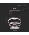 92W LED lysekrone pendel, 3-trin dæmpbar - 4550lm, 3000K, kaffebrun aluminium, 360 grader lysspredning