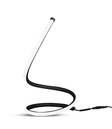 20W bordlampe - LED, designer, EU stik, ledning+afbryder, 3000K, sort