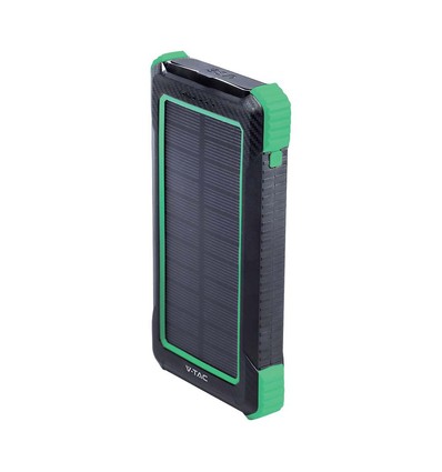 10000mAh Solar Wireless Powerbank, 10W - Sort, aluminium, solcelleopladning