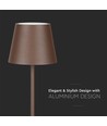 4W LED gulvlampe, genopladelig - IP54, Cortenfarvet, touch dæmpbar, justerbar højde 50-130cm, USB-opladning