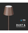 4W LED gulvlampe, genopladelig - IP54, Corten, touch dæmpbar, justerbar højde 50-130cm, USB-opladning