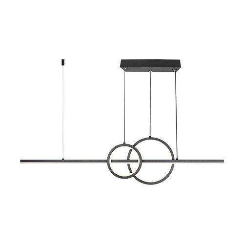 17W LED pendel, sort design - 1500lm, 4000K, Ø91,5cm, IP20, indbygget LED