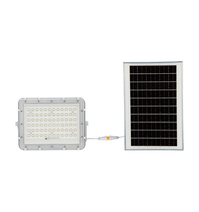 VT LED Solar Projektør 120W - 6400K, 12000 mAh Batteri, 3m Kabel, Smart IR Fjernbetjening, Hurtig Opladning, Hvid