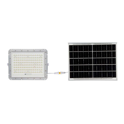 180W LED solcelle projektør, 4000K - Inkl. 20W solcellepanel, IP65, fjernbetjening, hvid