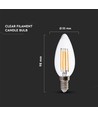 E14 5,5W LED filament kertepære - Dæmpbar, klar, varm hvid, 110lm/W