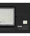 120W Solcelle LED projektør med panel - 1200lm, IP65, inkl. fjernbetjening, sort, udendørs
