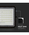 120W Solcelle LED projektør med panel - 1200lm, IP65, inkl. fjernbetjening, sort, udendørs