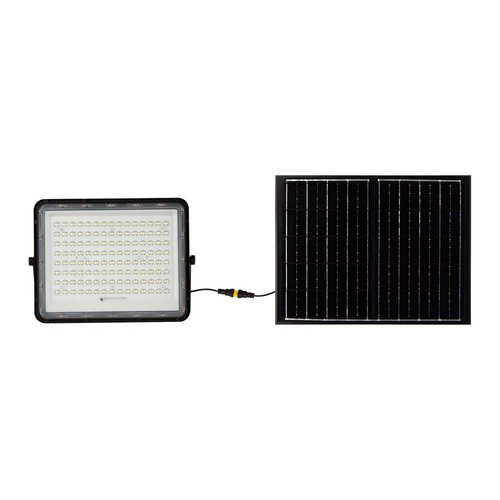 20W LED solcelle projektør - IP65, 4000K, sort, inkl. solpanel og fjernbetjening