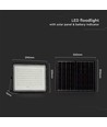 20W LED solcelle projektør - IP65, 4000K, sort, inkl. solpanel og fjernbetjening