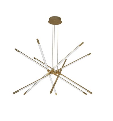 42W LED designer pendel, guld - Dæmpbar, 12 rør, 3000K, 85x31x120cm