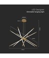 42W LED designer pendel, guld - Dæmpbar, 12 rør, 3000K, 85x31x120cm