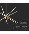 42W LED designer pendel, guld - Dæmpbar, 12 rør, 3000K, 85x31x120cm