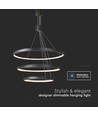 46W LED pendel med 3 ringe, dæmpbar - 4900lm, 3000K, sort, moderne design