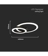 20W LED designer loftlampe - To overlappende ringe, Ø45cm, sort, 3000K, 105lm/W