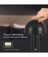 3W genopladelig LED bordlampe, sort - 3-i-1 CCT, dæmpbar, touch, 5V, 1800mAh batteri