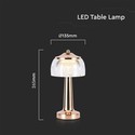 LED bordlampe - 1800mAh batteri, 13.5x26.5cm, 3i1, fransk guld, hus