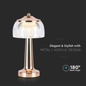 LED bordlampe - 1800mAh batteri, 13.5x26.5cm, 3i1, fransk guld, hus