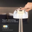 LED bordlampe - 1800mAh batteri, 13.5x26.5cm, 3i1, fransk guld, hus